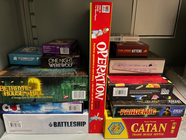 A photo of games currently on reserve.